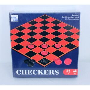 Point Games Checkers Board Game Durable Checkerboard 24 Pieces Family Fun